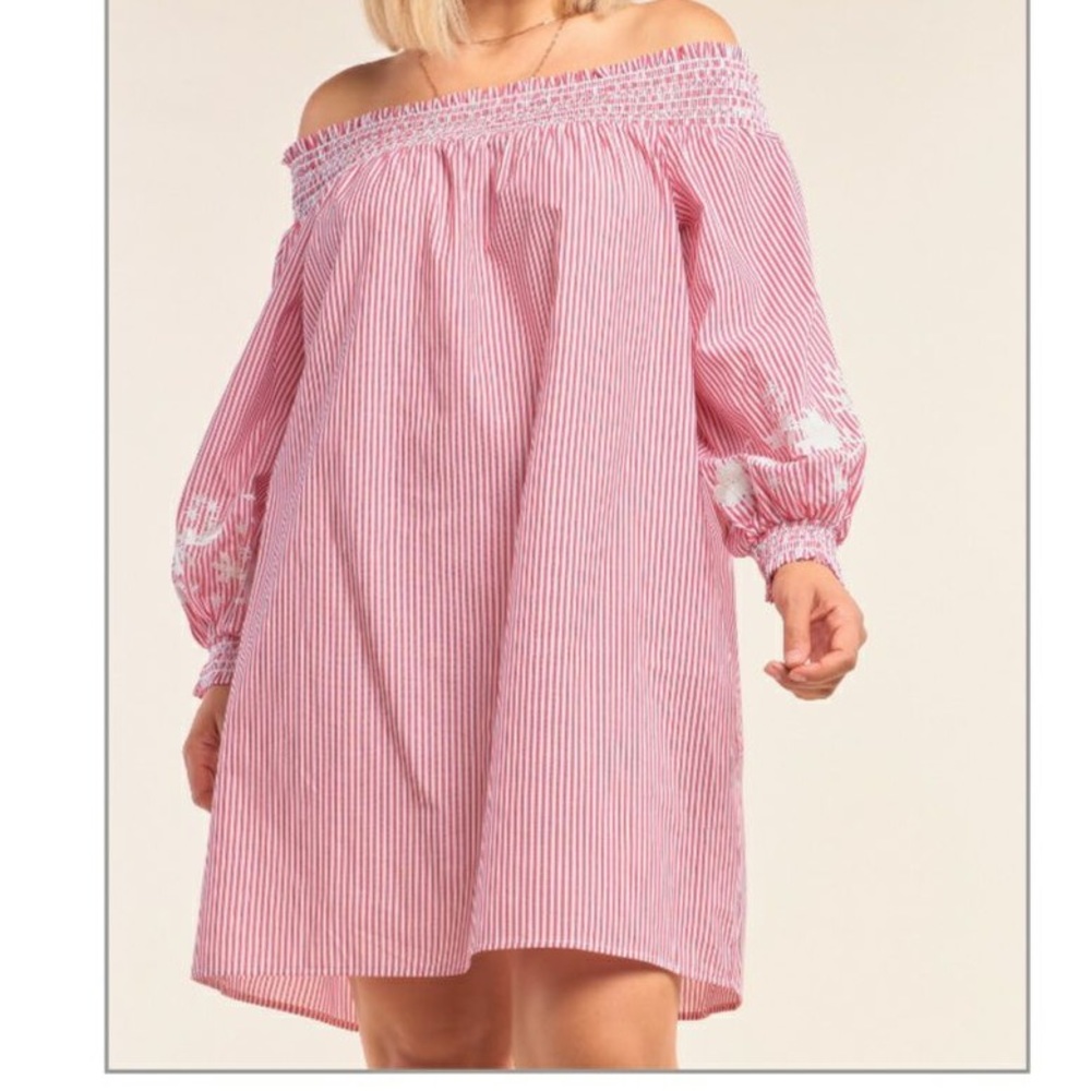 Off The Shoulder Striped Dress - NWT